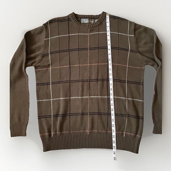 Oscar De La Renta Mens Sweater L Army Green Crewneck Pullover Y2K - Picture 5 of 9